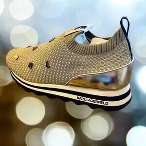 KARL LAGERFELD PARIS Women's Marje Graphic Pin Mesh Sneakers - 7.5 - NW
